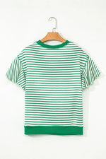 Striped Flounce Sleeve Casual Blouse