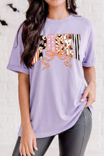 Halloween Spooky Letter Graphic Round Neck Casual T Shirt