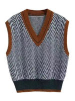 Chevron Pattern V-Neck Knit Sweater Vest