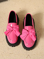 Bow Decor Round Toe Loafers