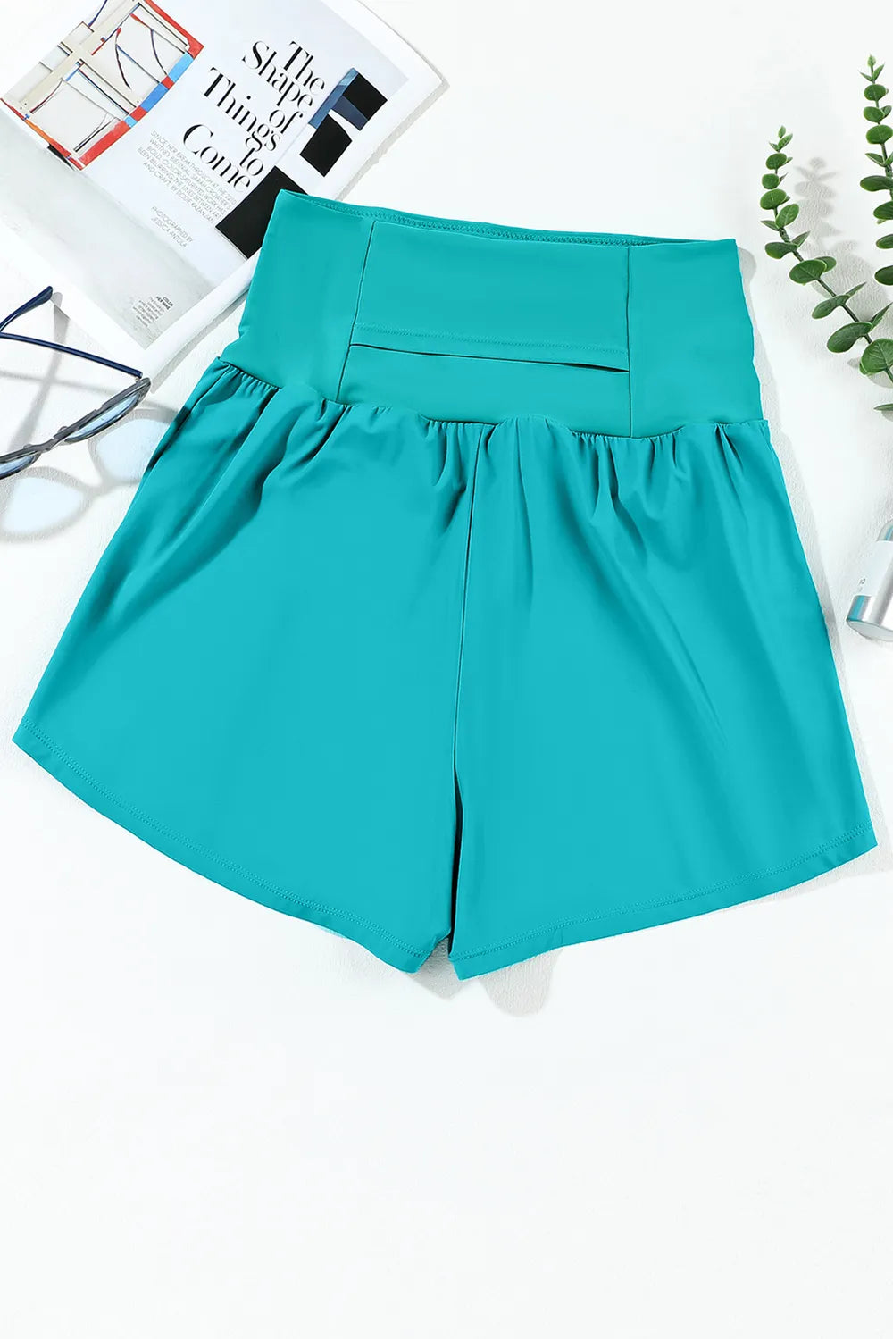 Pocketed High Waist Swim Shorts - Ladyez