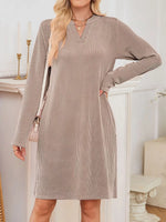 Casual Ribbed Knit Long Sleeve Dress
