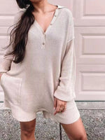 Ribbed Knit Long Sleeve Romper