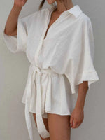 Collared Neck Half Sleeve Romper