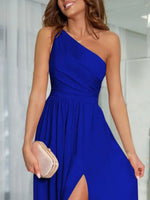 One-Shoulder High Slit Dress - Ladyez