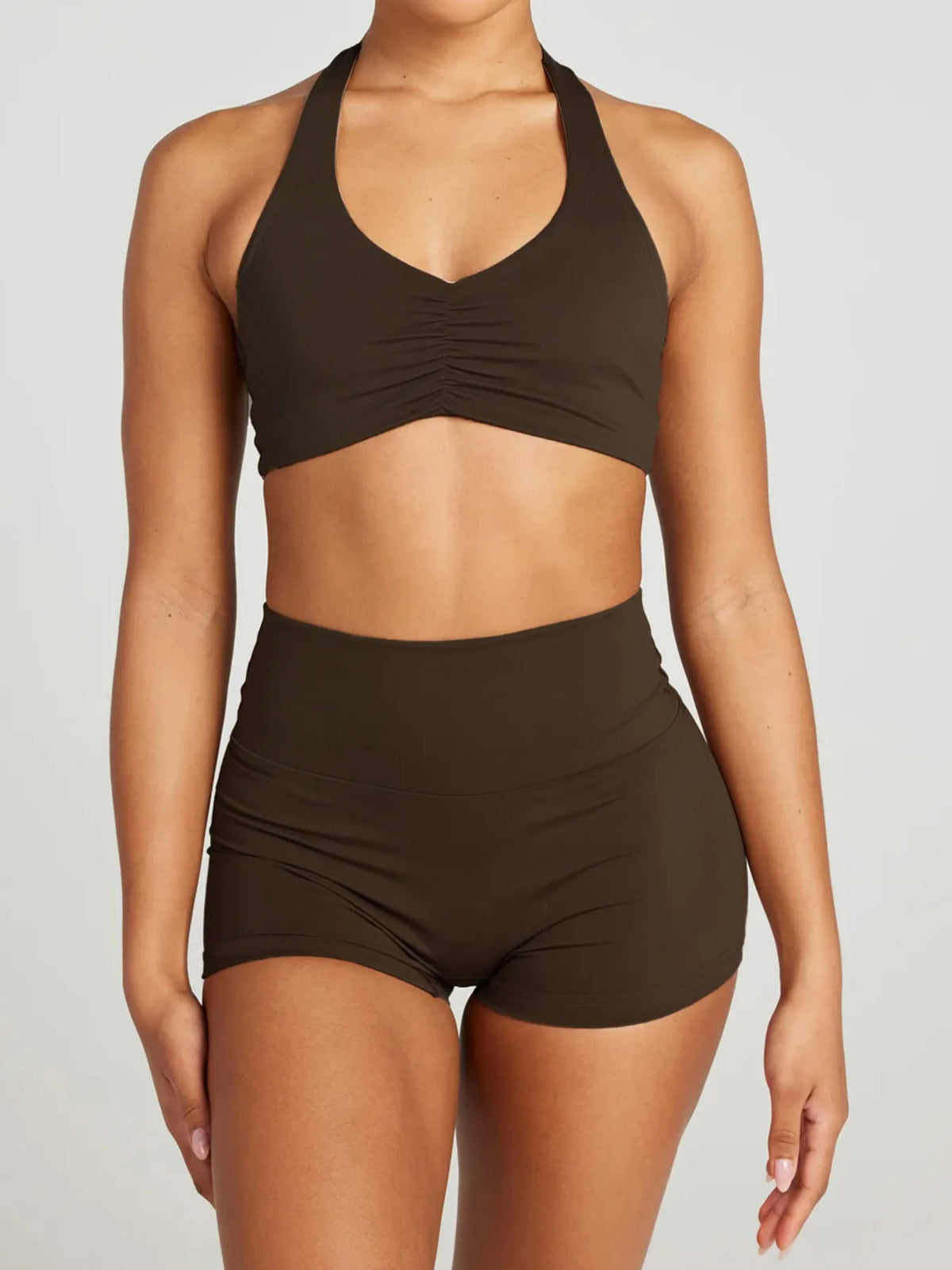 Halter Neck Cami and Shorts Active Set - Ladyez