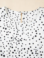 Polka Dot Layered Ruffled Short Sleeve Blouse
