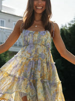 Floral Print Ruffle Tiered Mini Dress