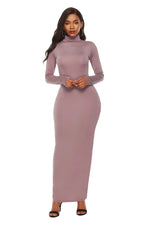 Mock Neck Long Sleeve Maxi Slim Dress