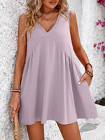 Mandy V-Neck Sleeveless Mini Dress - Ladyez