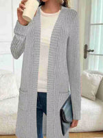 Ribbed Knit Open Front Cardigan