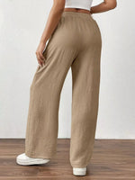 Casual Drawstring Wide Leg Pants
