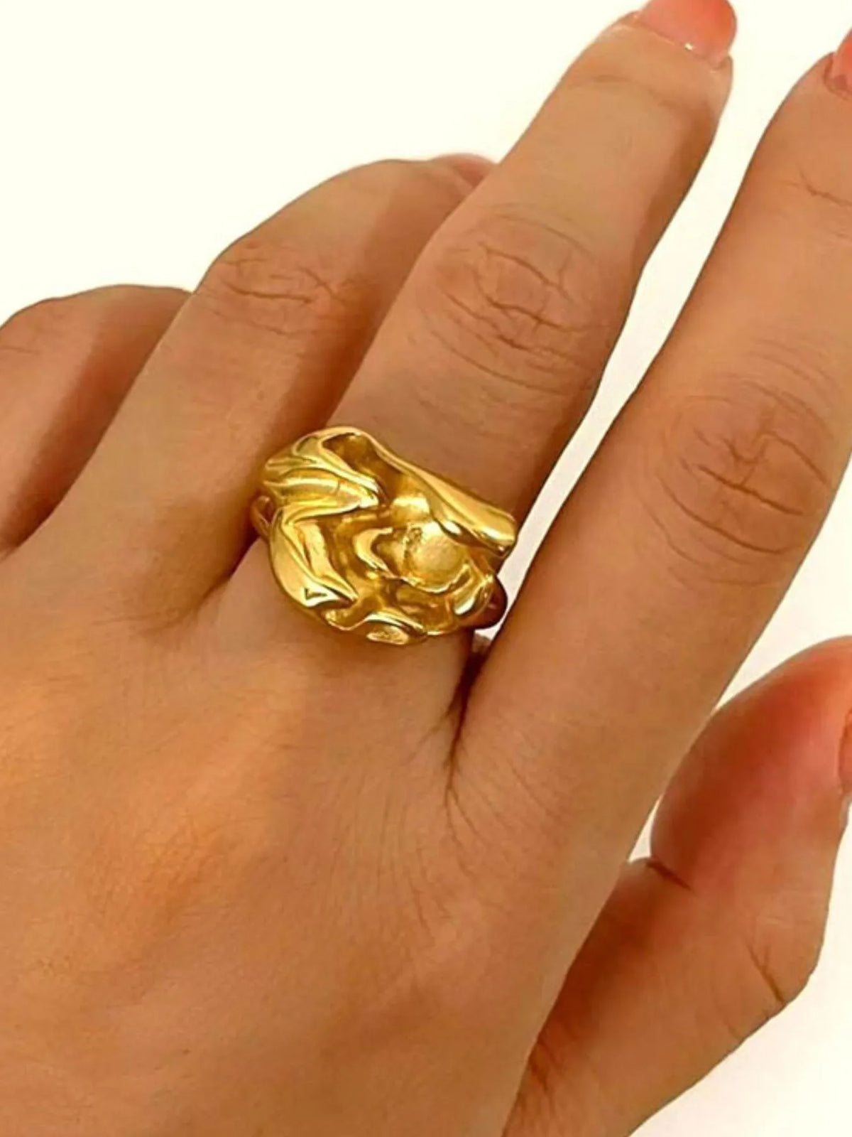 18K Gold-Plated Stainless Steel Sculptural Ring - Ladyez
