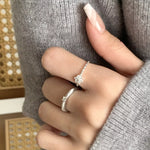 925 Sterling Silver Zircon Flower Open Ring