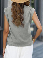 Florira Round Neck Cap Sleeve T-Shirt - Ladyez