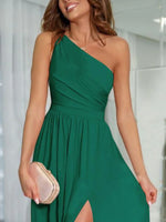 One-Shoulder High Slit Dress - Ladyez