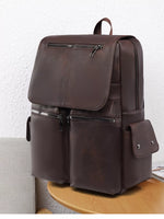 Leather Flapover Backpack Bag