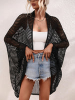 Openwork Open Front Longline Cover Up - Ladyez