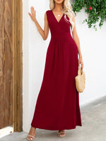 Surplice Neck Sleeveless Maxi Dress - Ladyez