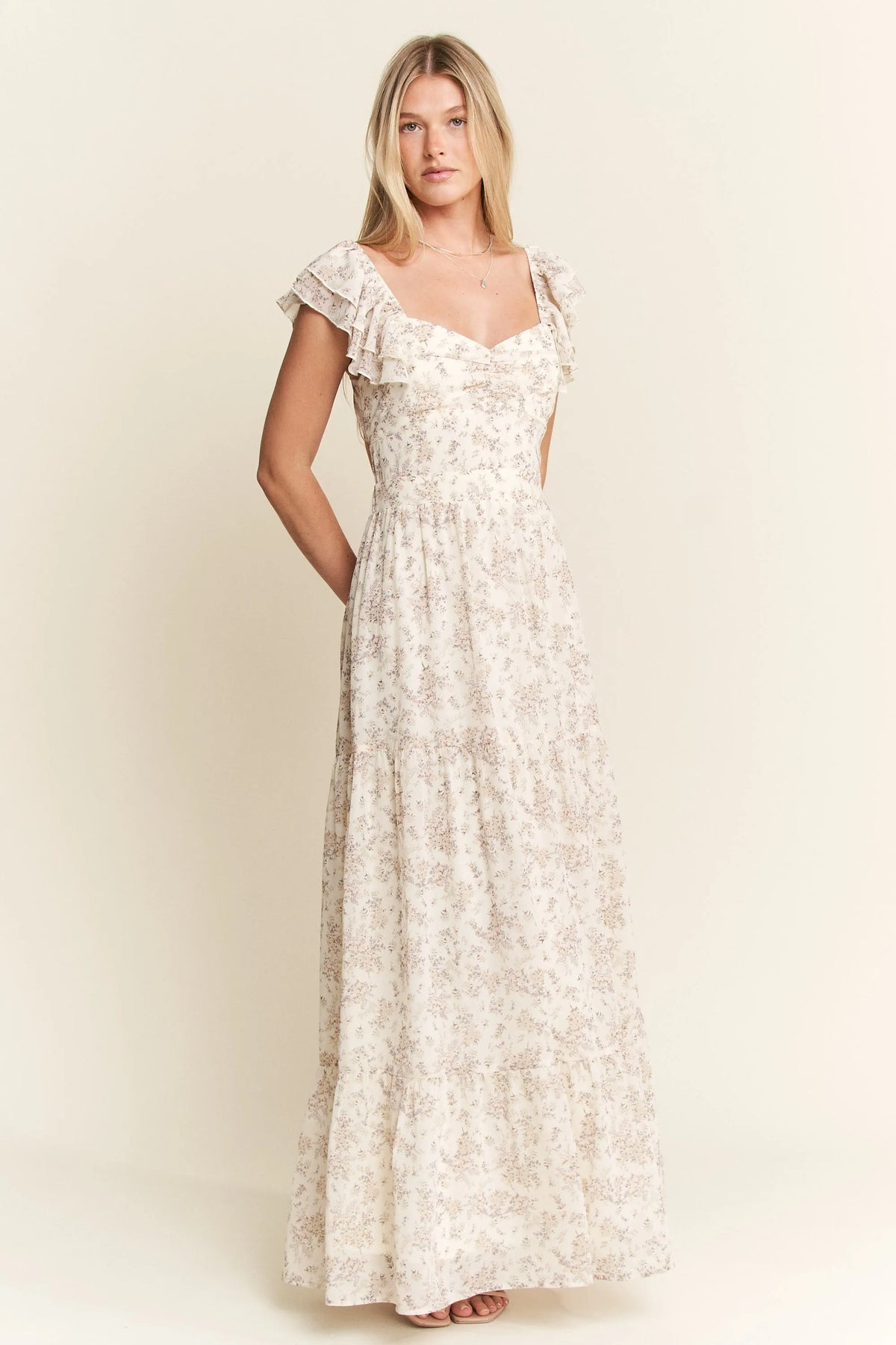 Jade By Jane Full Size Ruffle Sleeve Tiered Maxi Dress Plus Size - Ladyez