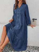 Ruffle Hem Button Front Tiered Dress