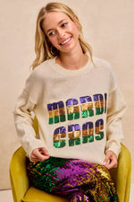 BiBi Mardi Gras Sequin Lattering Knit Top