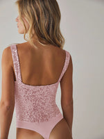 Sequin Wide Strap Bodysuit - Ladyez