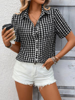 Plaid Button-Up Short Sleeve Shirt