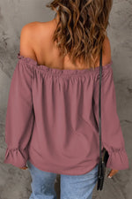 Frill Off-Shoulder Flounce Sleeve Blouse - Ladyez