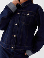 Button Down Cropped Oversized Denim Jacket