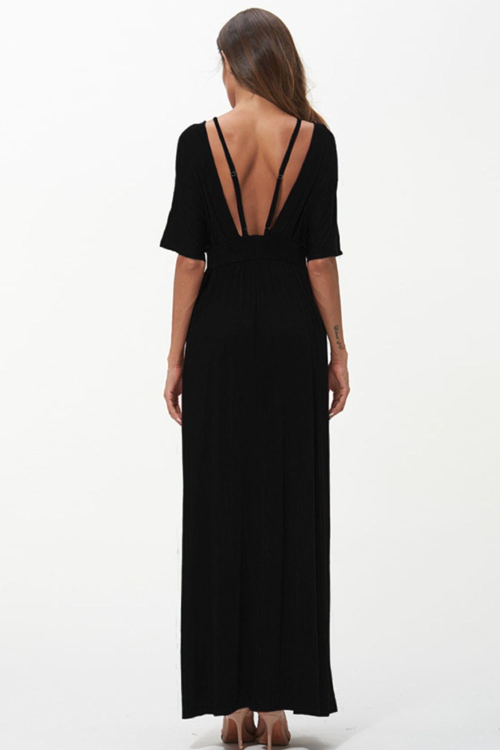Shiny Strappy Neck Maxi Dress - Ladyez