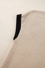 Textured Knit Sweater with Contrast Trim Details