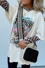 Checkered Mock Neck Long Sleeve Blouse - Ladyez