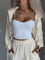 Zip Up Hooded Outerwear and Shorts Set