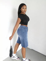 High Waisted Wide Leg Denim Shorts