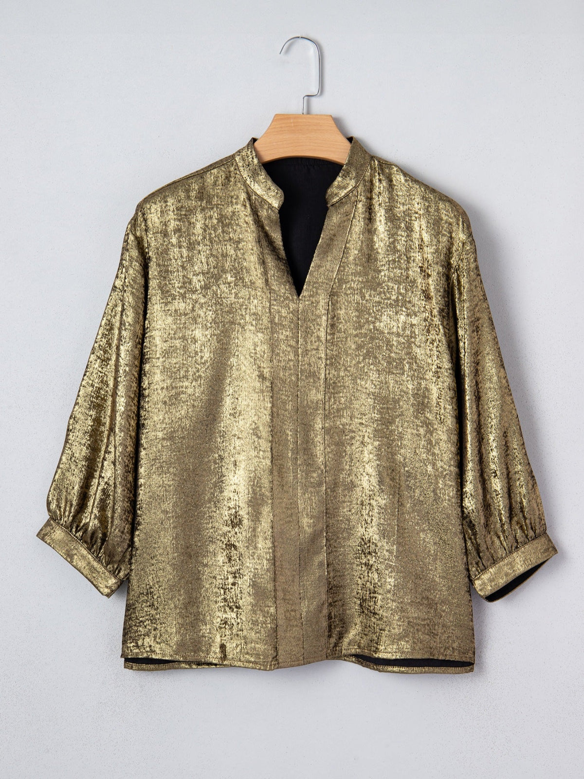 Notched 3/4 Sleeve Blouse