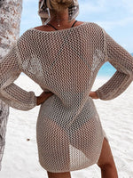 Openwork Tie Neck Cover-Up - Ladyez