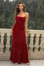 Sequin Backless Split Maxi Dress - Ladyez