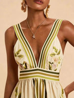 Tropical Print V-Neck Maxi Dress