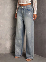 Rhinestone Wide-Leg Jeans