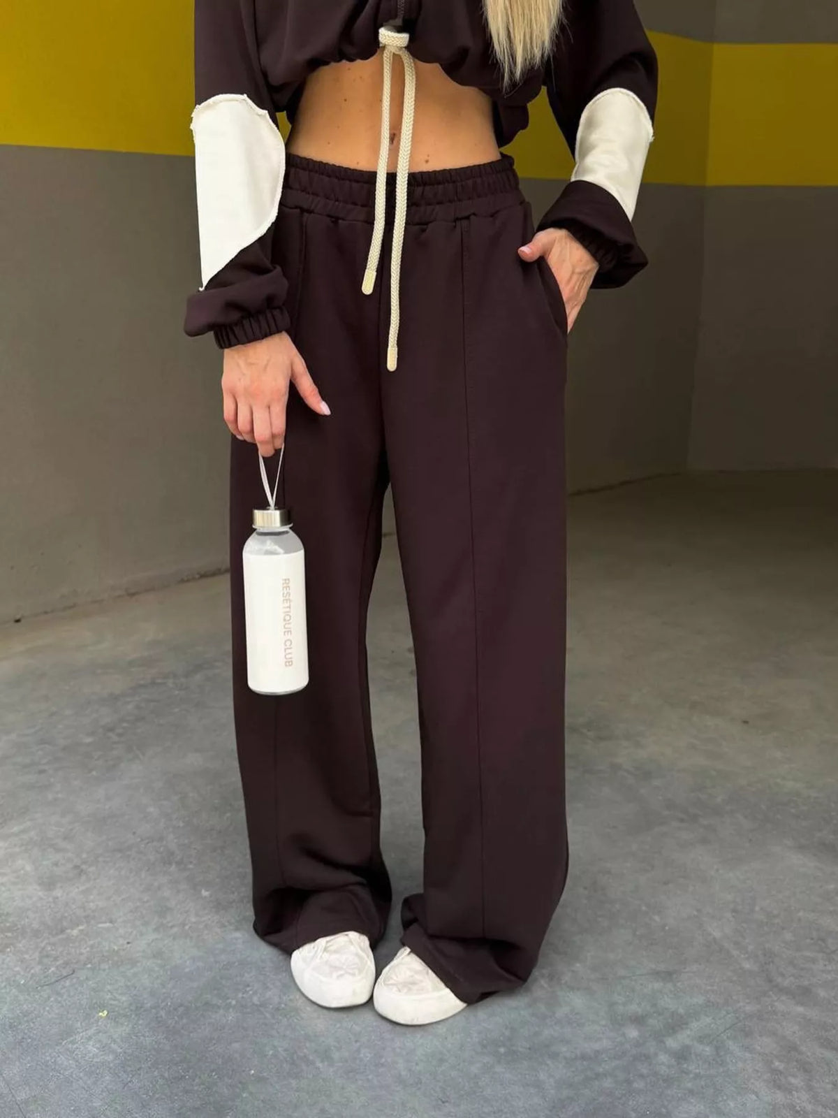 Zip Up Hoodie and Wide-Leg Pants Set