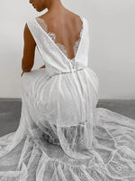Lace Deep V-Neck Maxi Dress - Ladyez