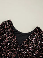 Sequin Long Sleeve Cutout Back Top