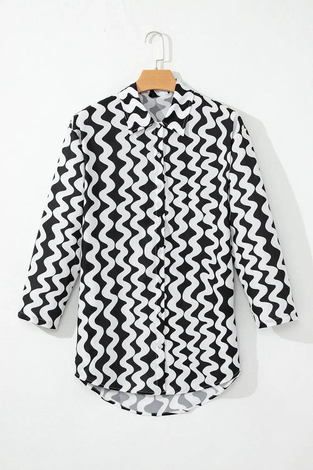 Button Down Contrast Striped Cover-Up - Ladyez