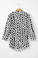 Button Down Contrast Striped Cover-Up - Ladyez