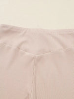 Solid Color Oversize Slit Sweatshirt and Ribbed Leggings 2pcs Set