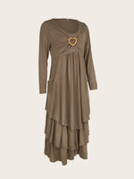 Full Size Heart-Decor Layered Midi Dress Plus Size