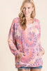 BiBi Circular Tie Dye Print Terry Hoodie with Kangaroo