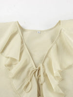 Ruffled V-Neck Top and Shorts Set