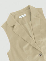 One Button Sleeveless Top and Pants Set